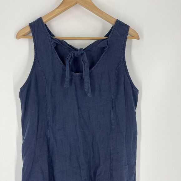 Terzo Millennio Dress Size Medium Navy Made in Italy Sleeveless Ruffle Hem Shift - Picture 6 of 9